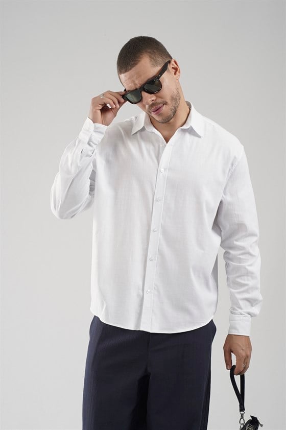 Image of Regular Fit Lycra Linen Men's Shirt