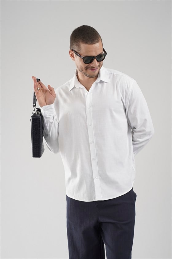 Image of Regular Fit Lycra Linen Men's Shirt
