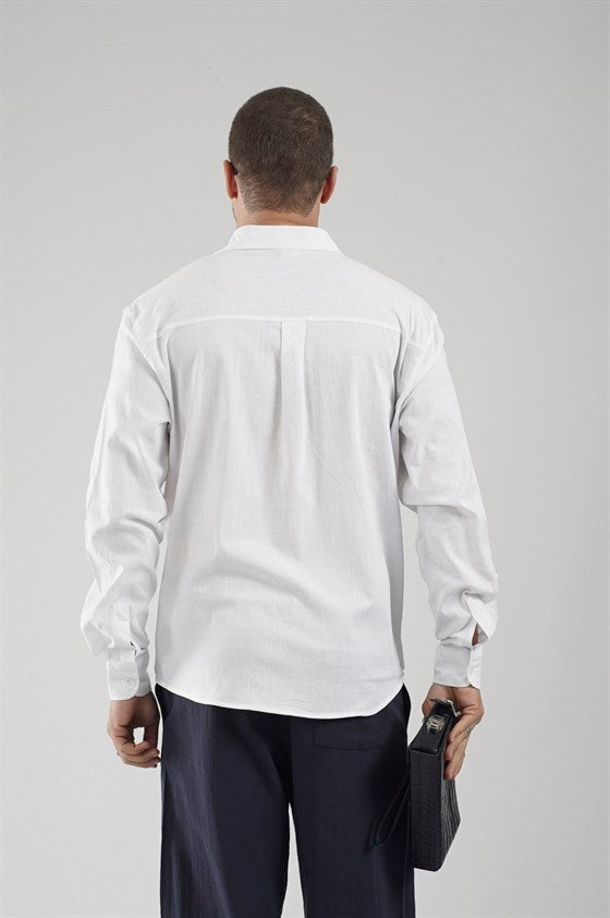 Image of Regular Fit Lycra Linen Men's Shirt