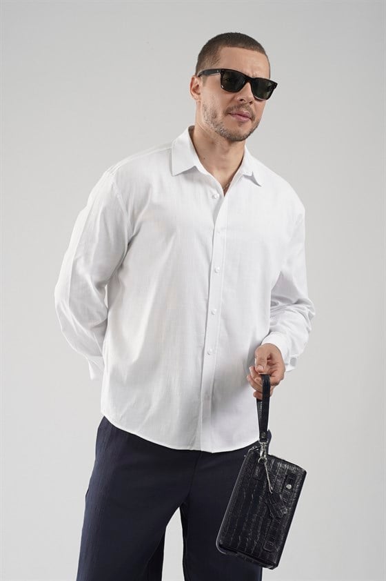 Image of Regular Fit Lycra Linen Men's Shirt
