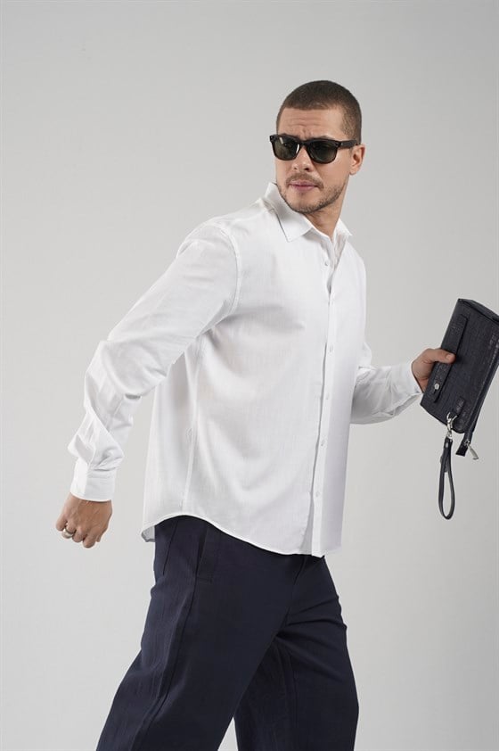 Image of Regular Fit Lycra Linen Men's Shirt