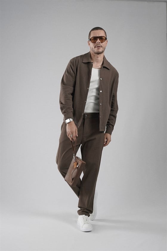 Image of Regular Kalıp Pamuklu Keten Klasik Pantolon