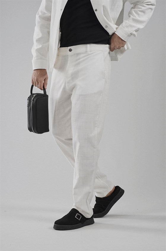 Image of Regular Kalıp Pamuklu Keten Klasik Pantolon