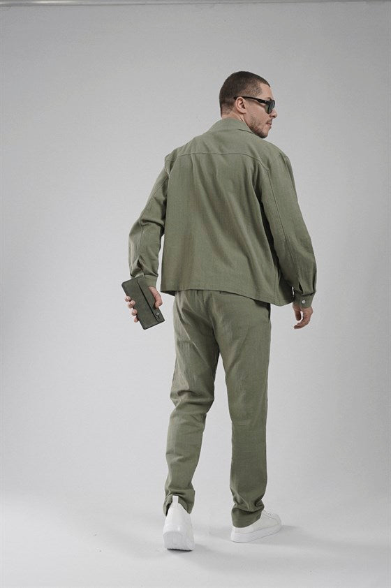 Image of Regular Kalıp Pamuklu Keten Klasik Pantolon
