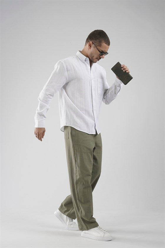 Image of Regular Fit, Single Pocket Muslin Men's Shirt