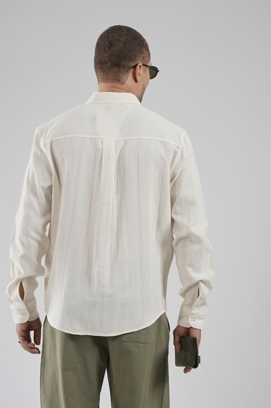 Image of Regular Fit, Single Pocket Muslin Men's Shirt