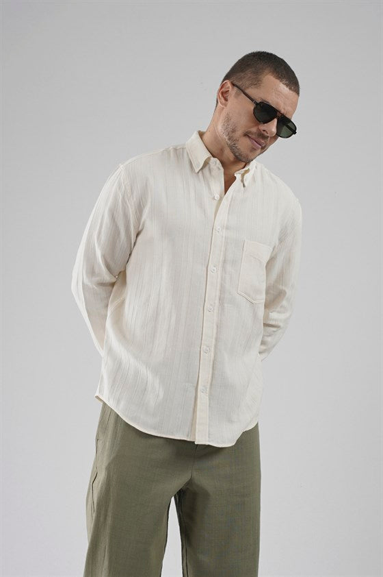 Image of Regular Fit, Single Pocket Muslin Men's Shirt