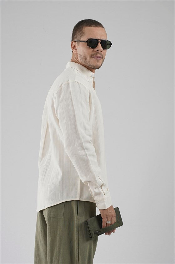 Image of Regular Fit, Single Pocket Muslin Men's Shirt