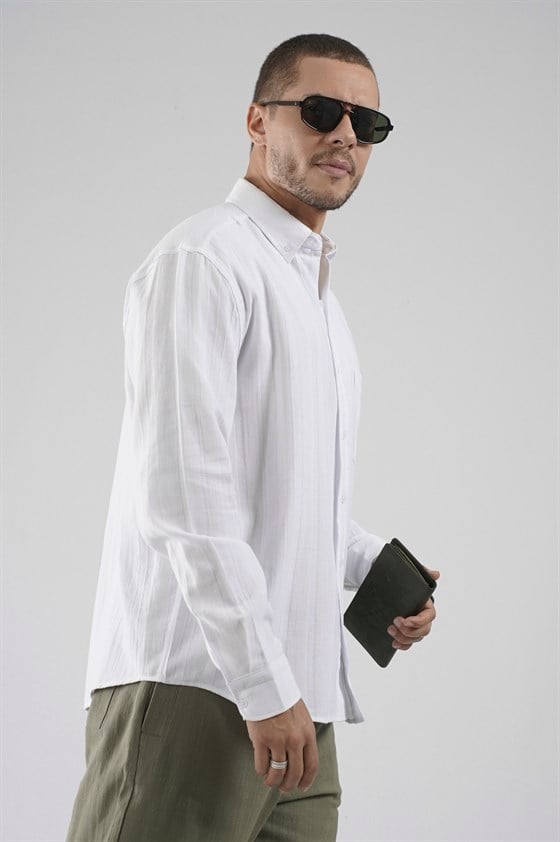 Image of Regular Fit, Single Pocket Muslin Men's Shirt
