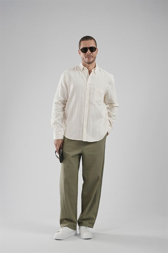 Image of Regular Fit, Single Pocket Muslin Men's Shirt