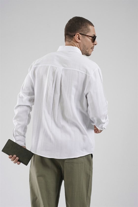 Image of Regular Fit, Single Pocket Muslin Men's Shirt