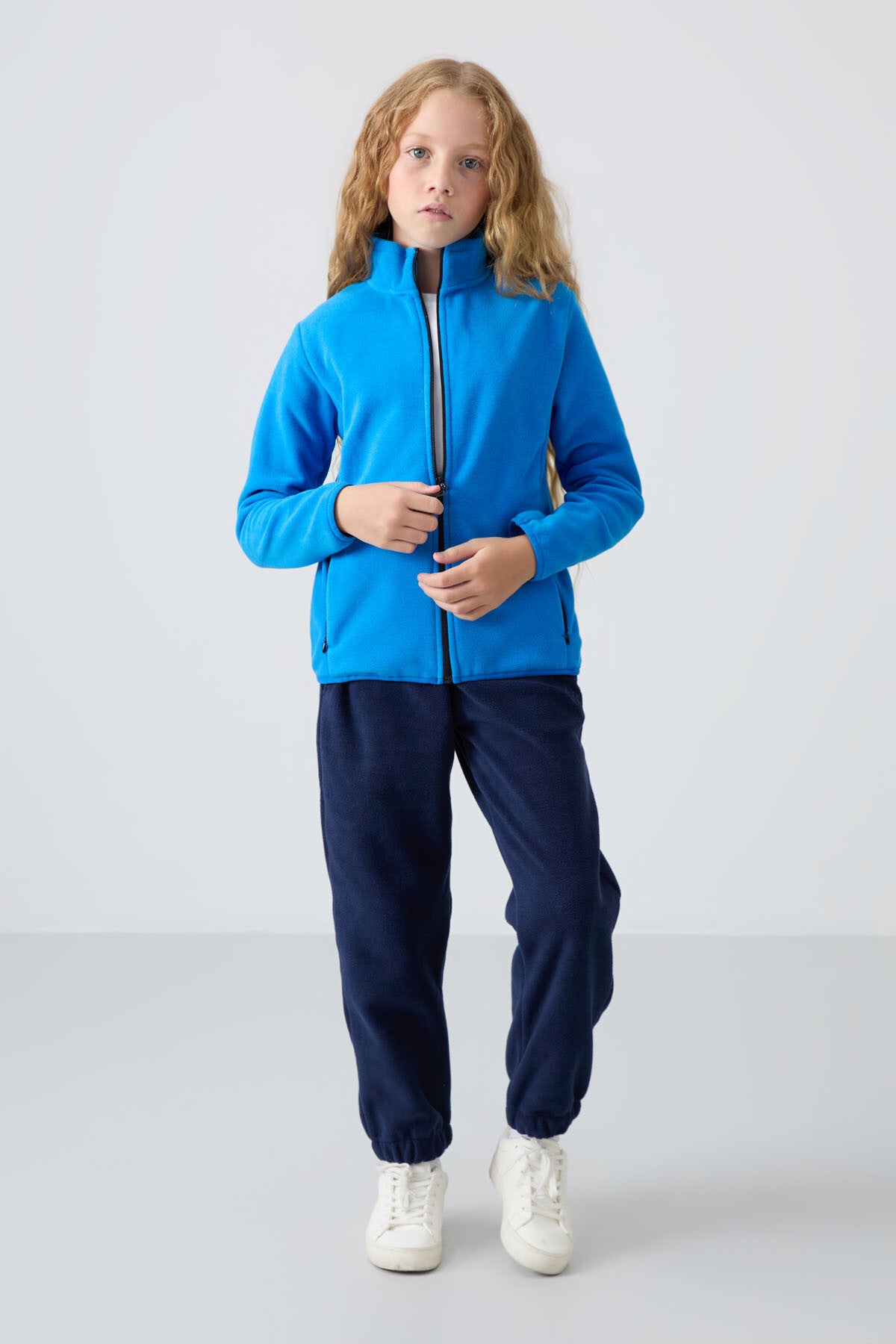 Image of Hanorac Saks Thick Soft Textured Standard Fit din fleece brodat pentru fete - 75154