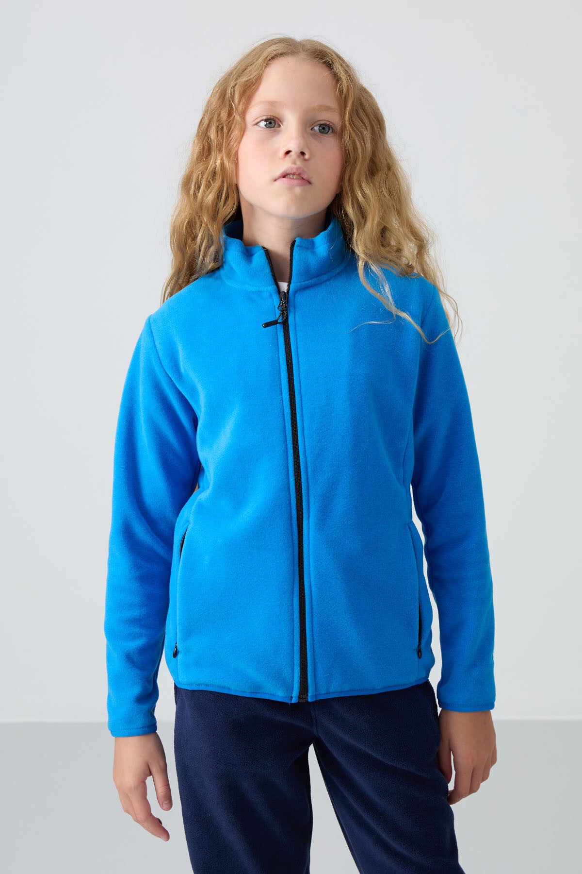 Image of Hanorac Saks Thick Soft Textured Standard Fit din fleece brodat pentru fete - 75154
