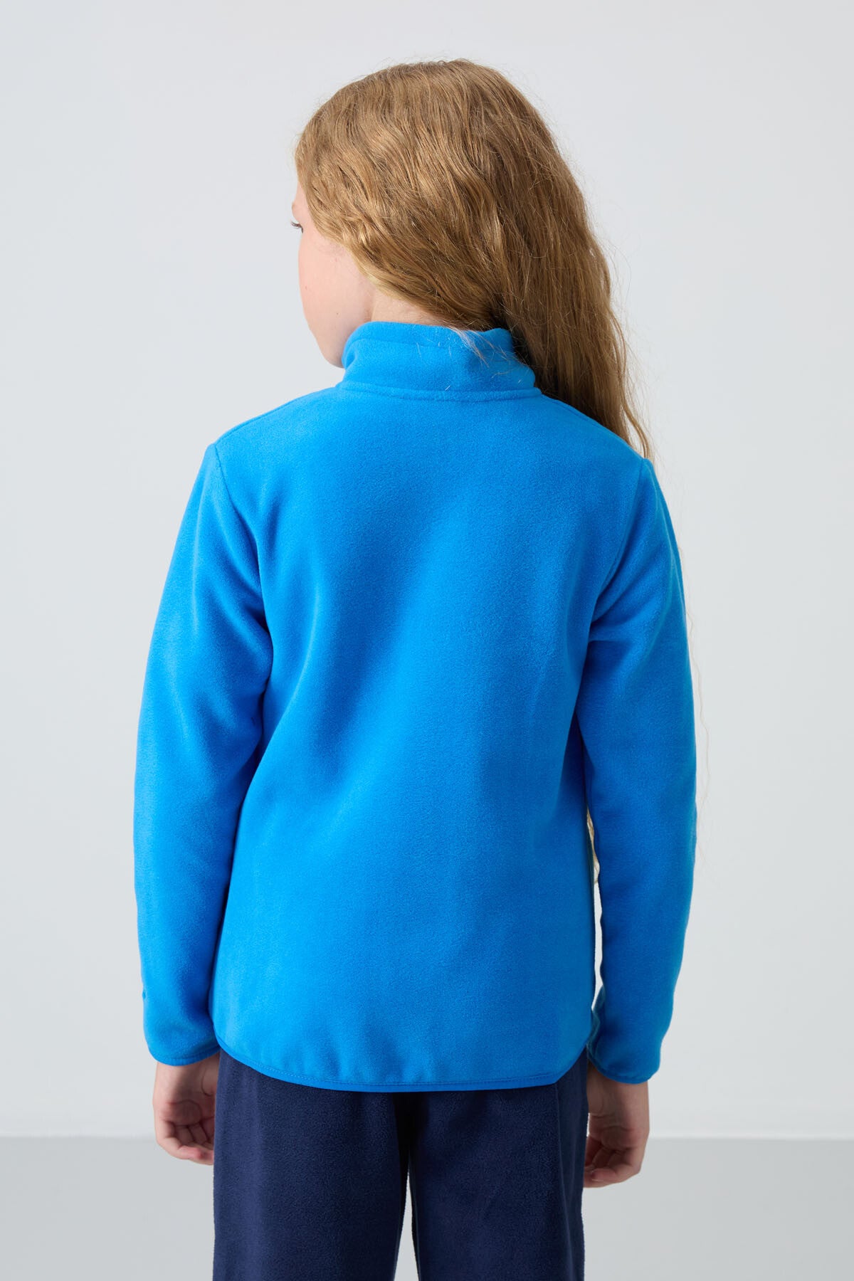 Image of Saks Kalın Yumuşak Dokulu Standart Fit Nakışlı Polar Kız Çocuk Sweatshirt - 75154