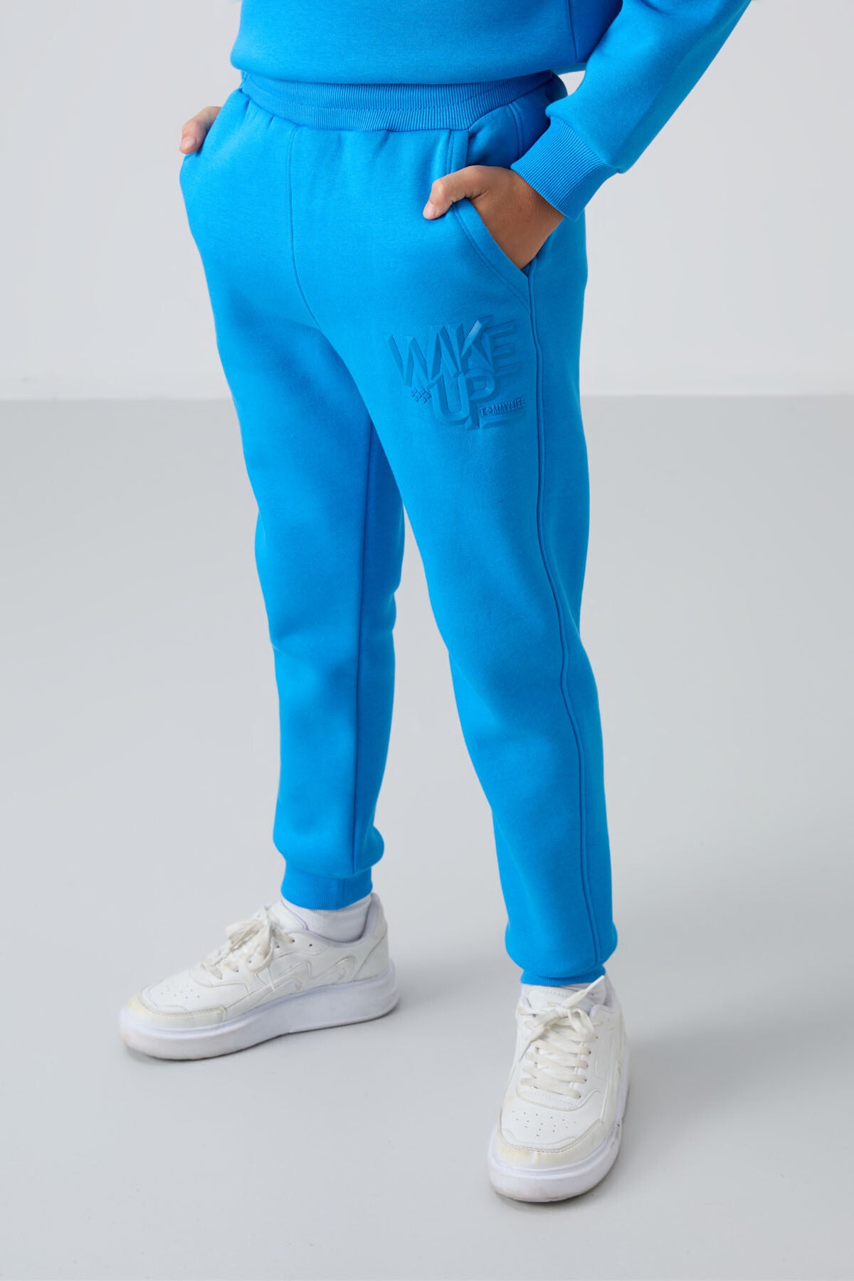 Image of Saks Pamuklu Kalın İçi Tüylü Yumuşak Dokulu Standart Fit Baskılı Erkek Çocuk Eşofman Takım - 11253