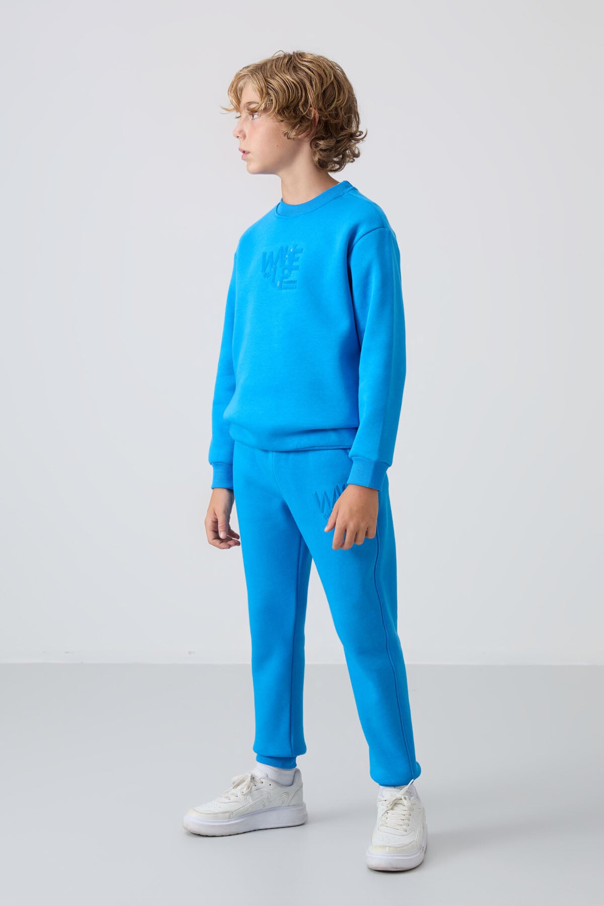 Image of Saks Pamuklu Kalın İçi Tüylü Yumuşak Dokulu Standart Fit Baskılı Erkek Çocuk Eşofman Takım - 11253
