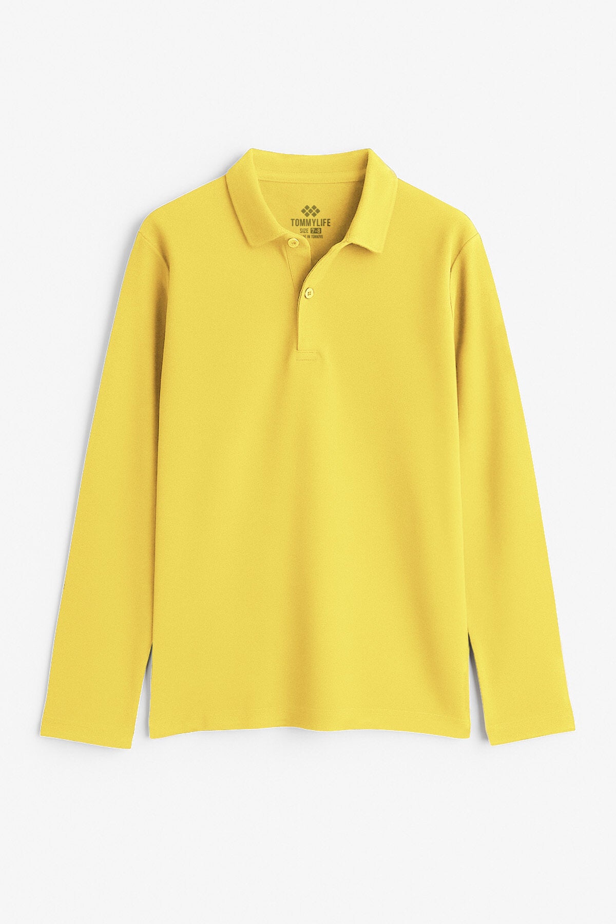 Image of Sarı Polo Yaka Basic Uzun Kollu Unisex Çocuk T-Shirt - 11170
