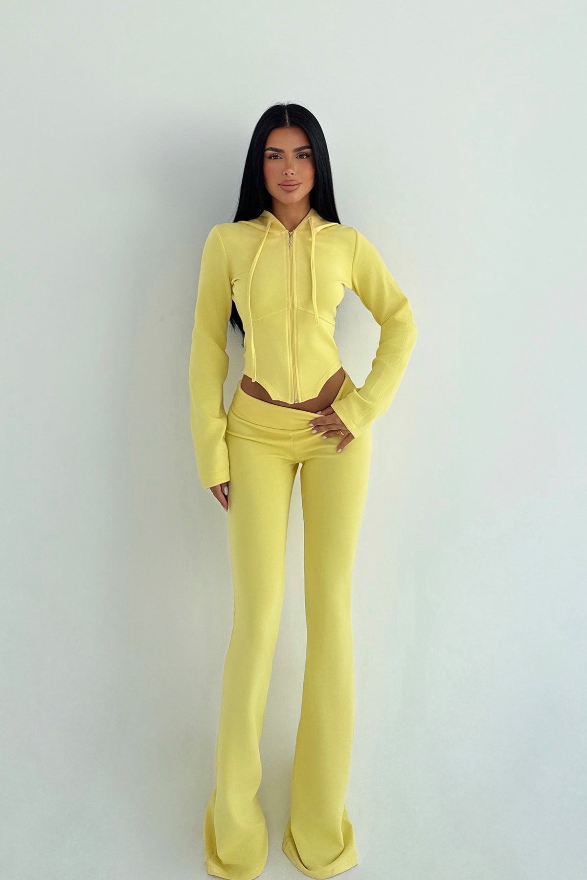 Image of Sarı Pointelle Tracksuit Takım ATE-3534