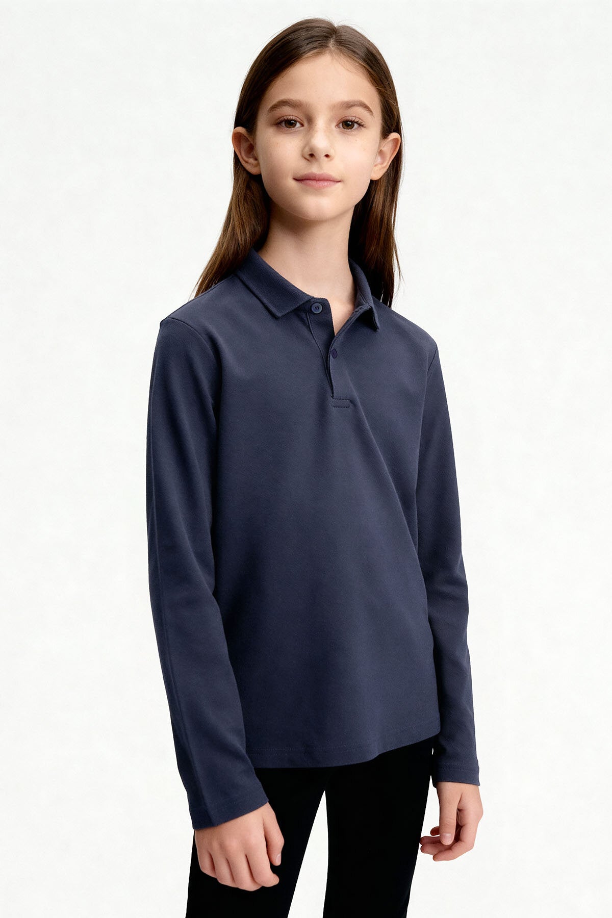 Image of Basic Polo Yaka 2'li Paket Lacivert-Coral Unisex Çocuk T-Shirt - 11170