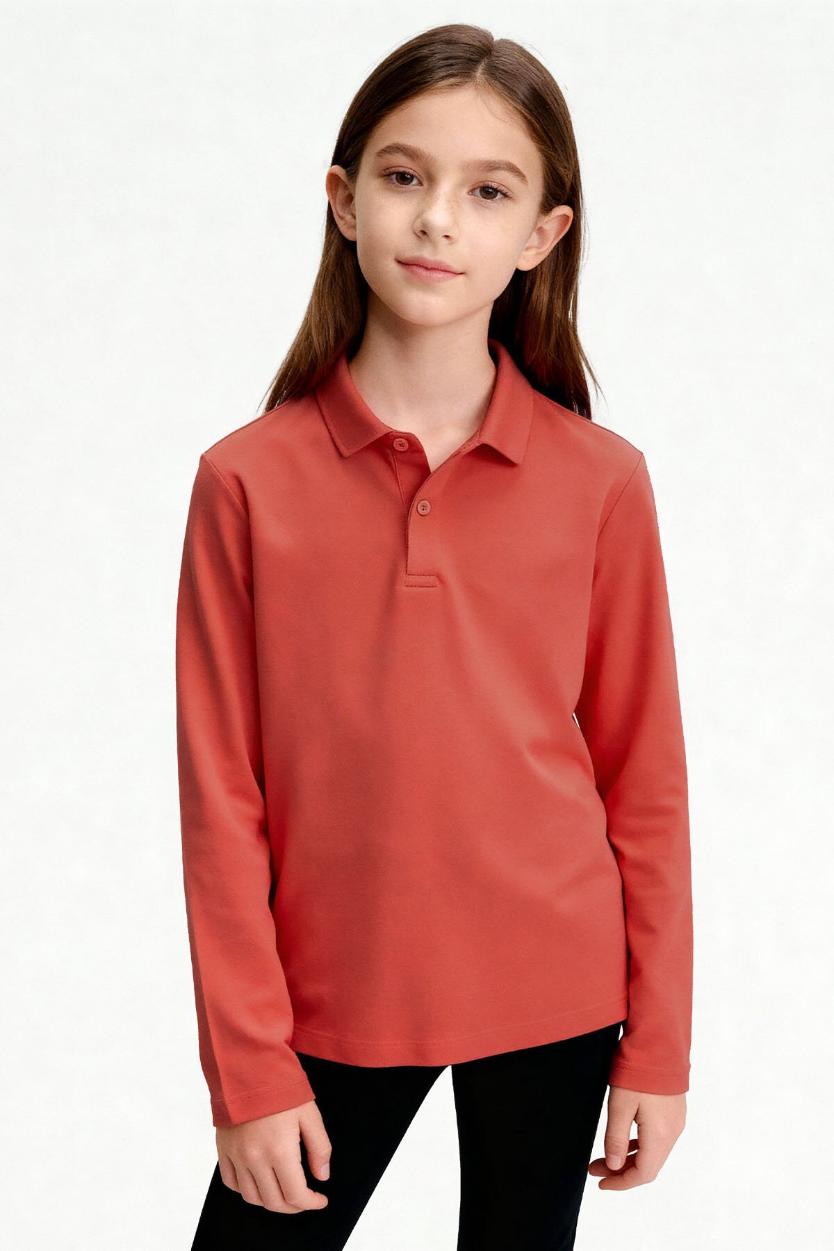 Image of Tricou unisex pentru copii, cu guler polo simplu, set de 2, bleumarin-coral - 11170
