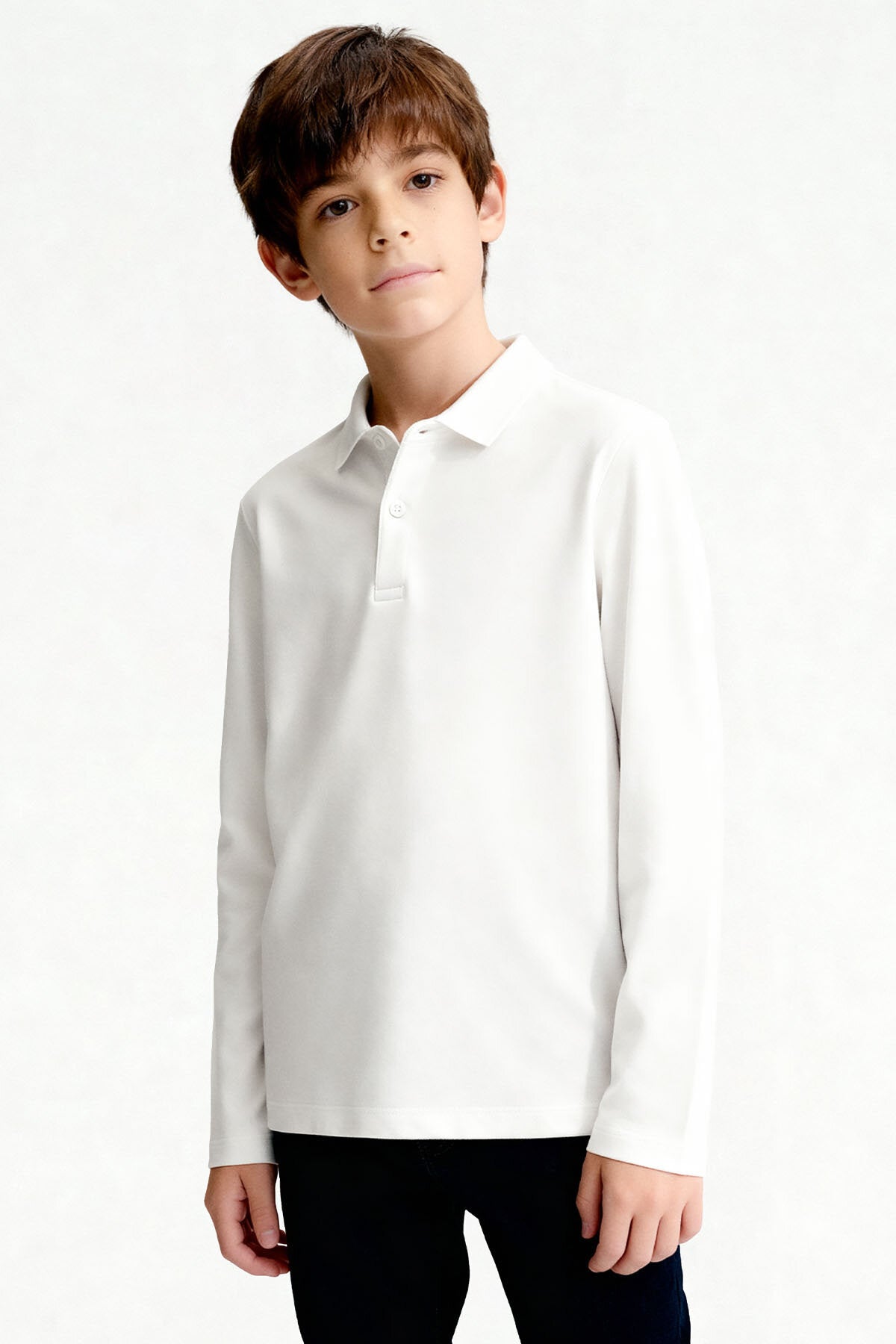 Image of Basic Polo Yaka 3'lü Paket Siyah-Beyaz-Lacivert Unisex Çocuk T-Shirt - 11170