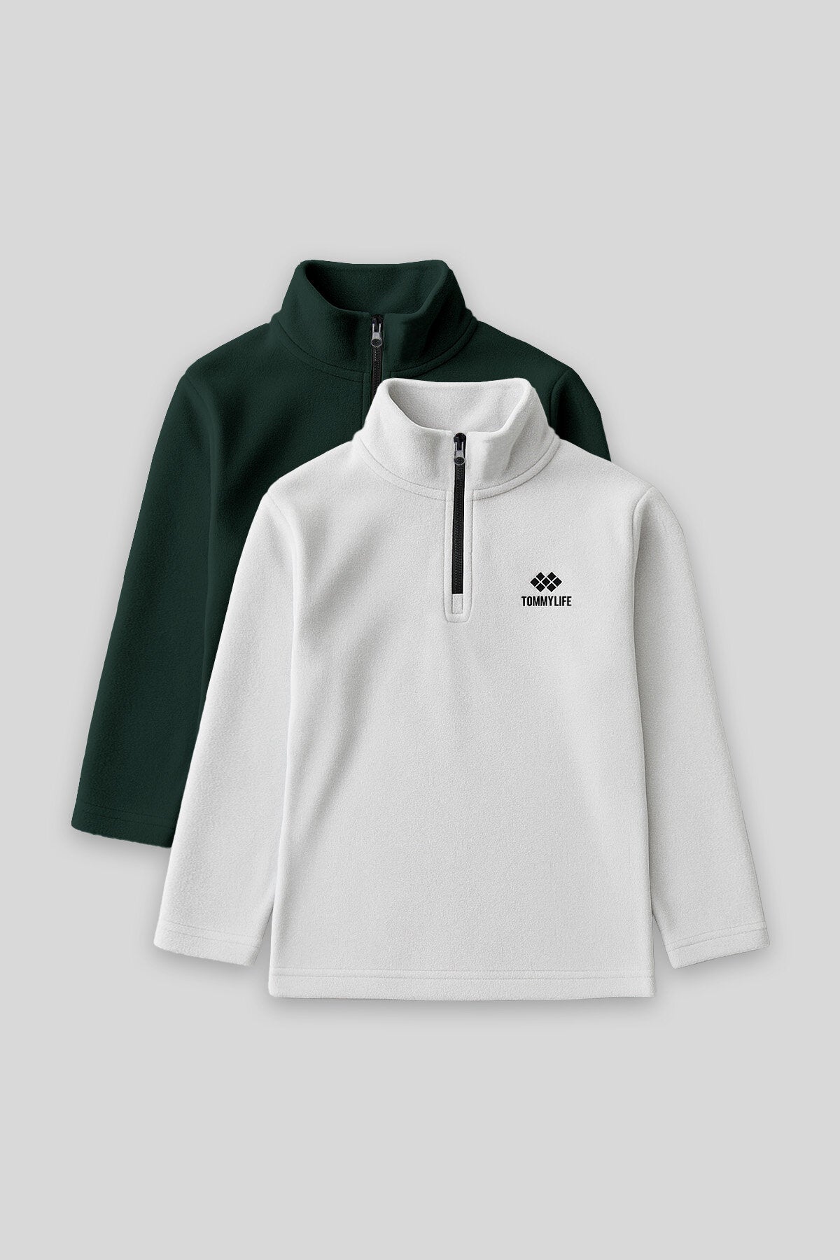 Image of Standart Fit 2'li Paket Çam Yeşili-Taş Erkek Çocuk Polar Sweatshirt - 11221