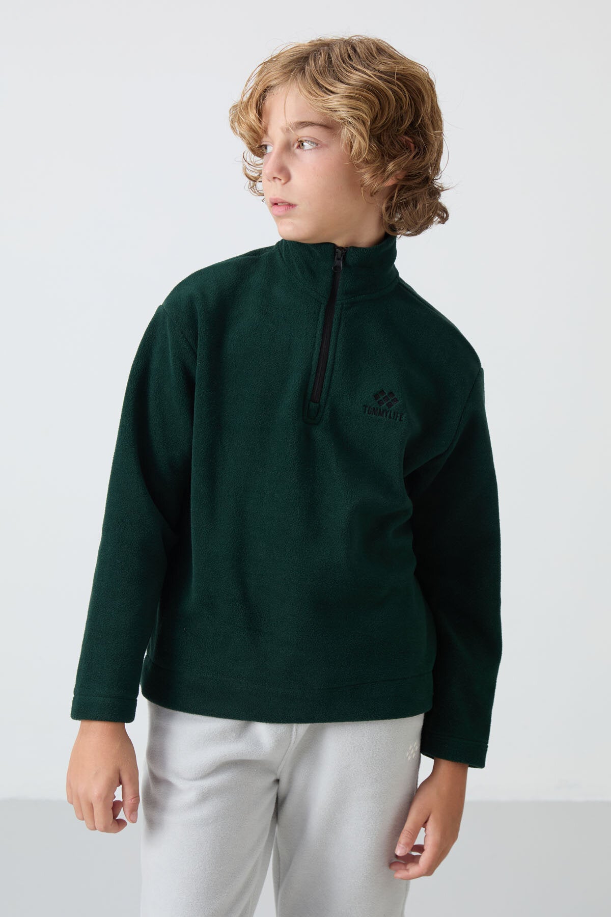Image of Standart Fit 2'li Paket Çam Yeşili-Taş Erkek Çocuk Polar Sweatshirt - 11221