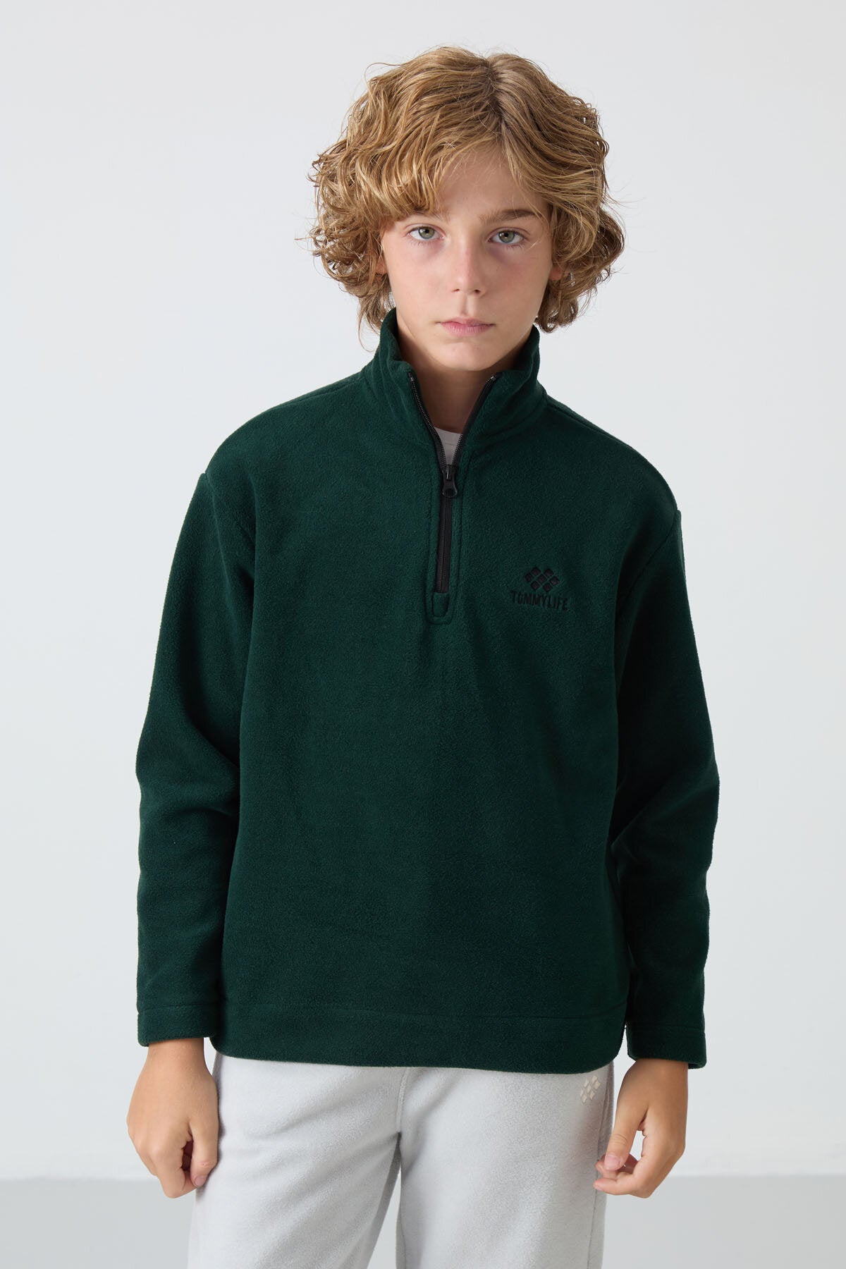 Image of Standart Fit 2'li Paket Çam Yeşili-Taş Erkek Çocuk Polar Sweatshirt - 11221