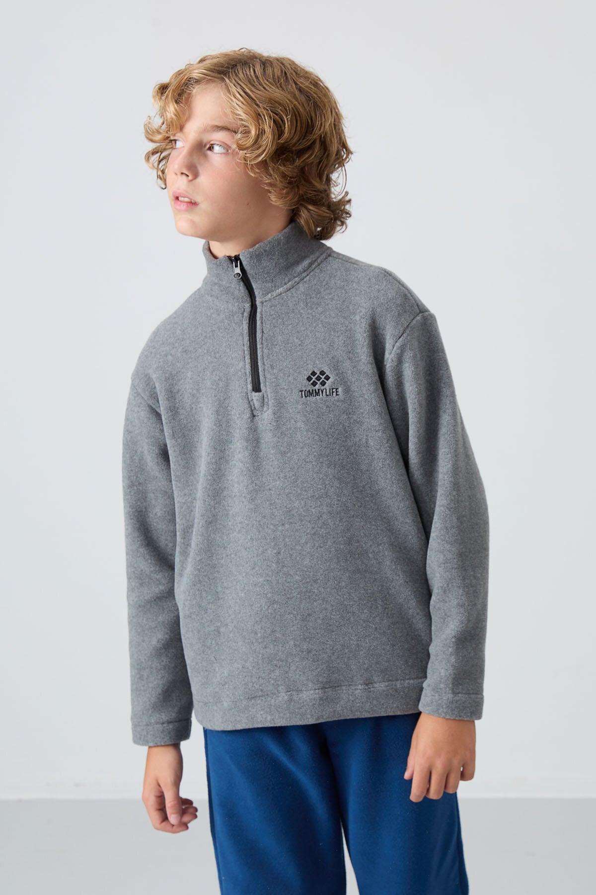 Image of Standart Fit 2'li Paket Siyah-Gri Melanj Erkek Çocuk Polar Sweatshirt - 11221