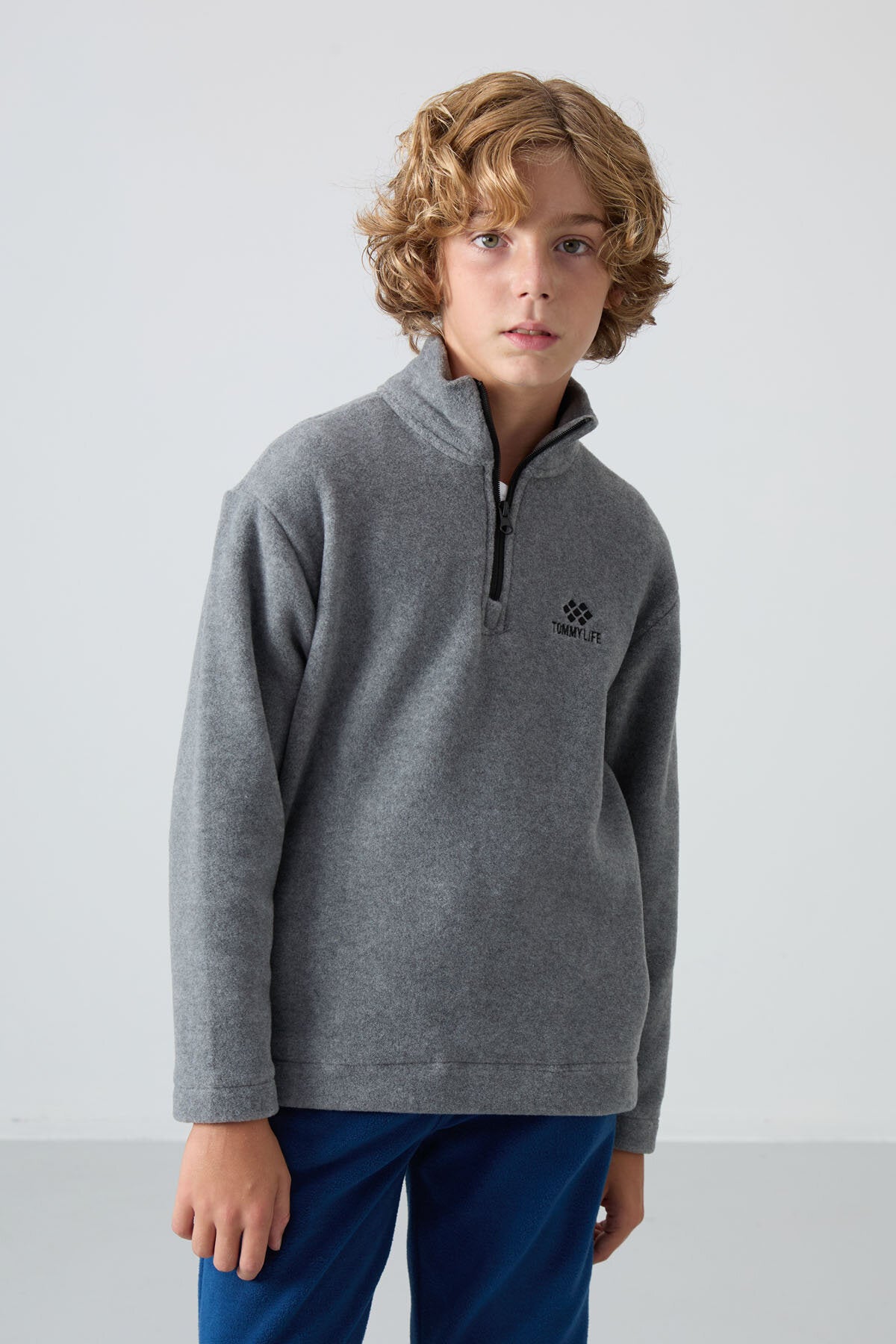 Image of Standart Fit 2'li Paket Siyah-Gri Melanj Erkek Çocuk Polar Sweatshirt - 11221