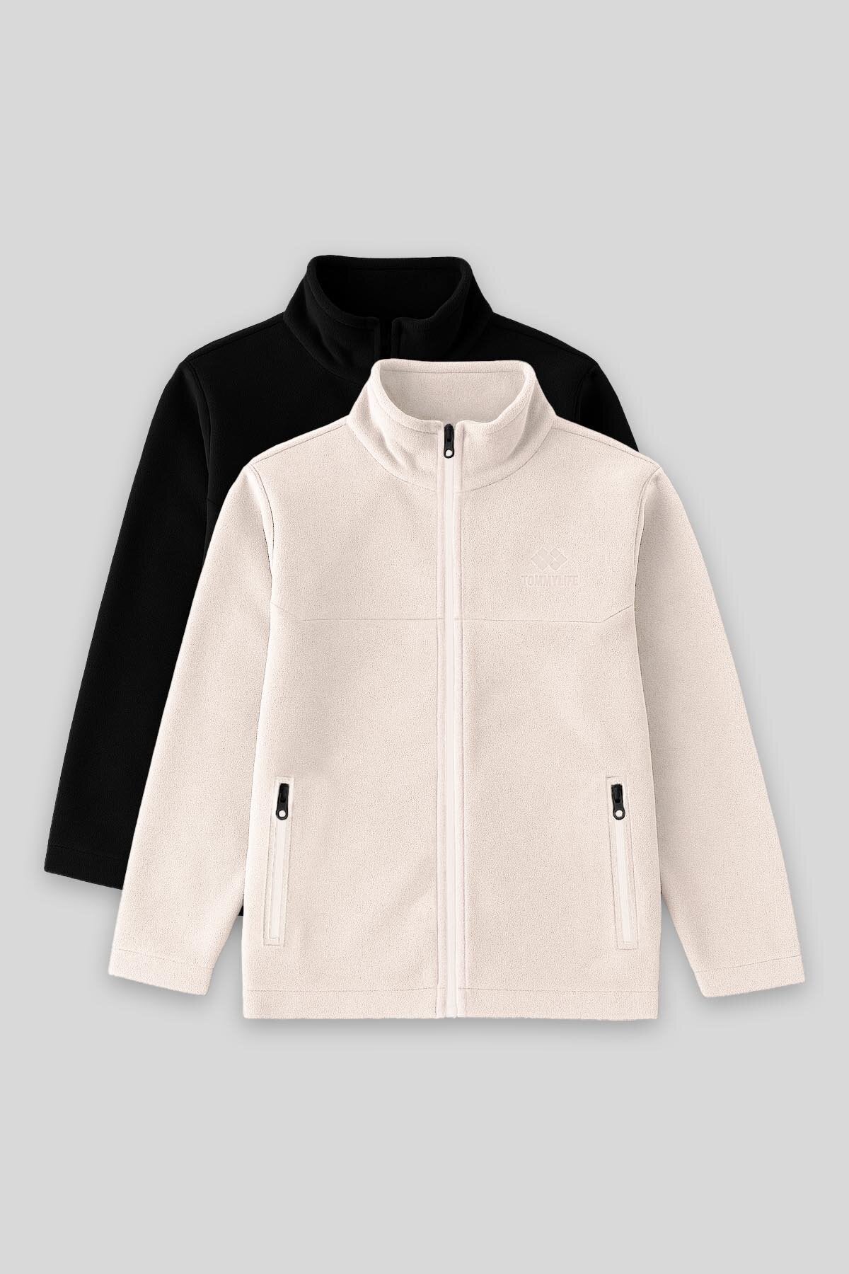 Image of Standart Fit 2'li Paket Siyah-Bej Erkek Çocuk Polar Sweatshirt - 11223