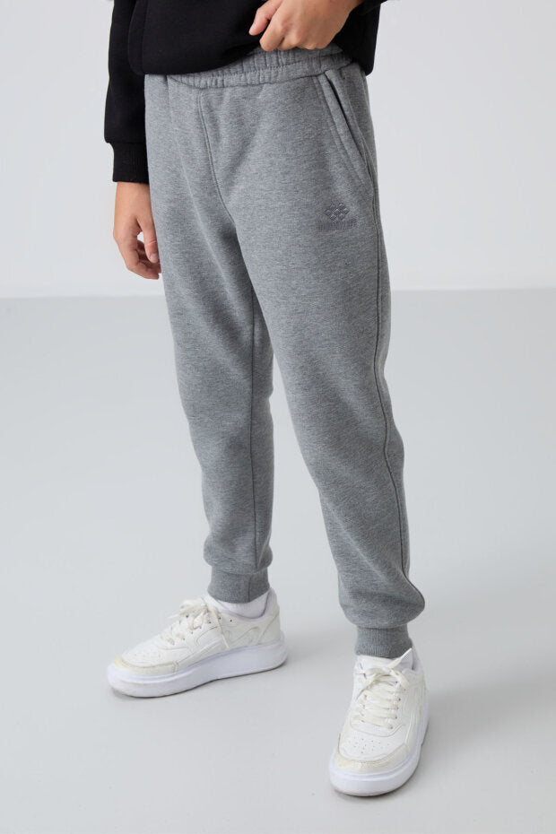 Image of Standart Fit Basic 2'li Paket Siyah-Gri Melanj Erkek Çocuk Eşofman Alt - 11224