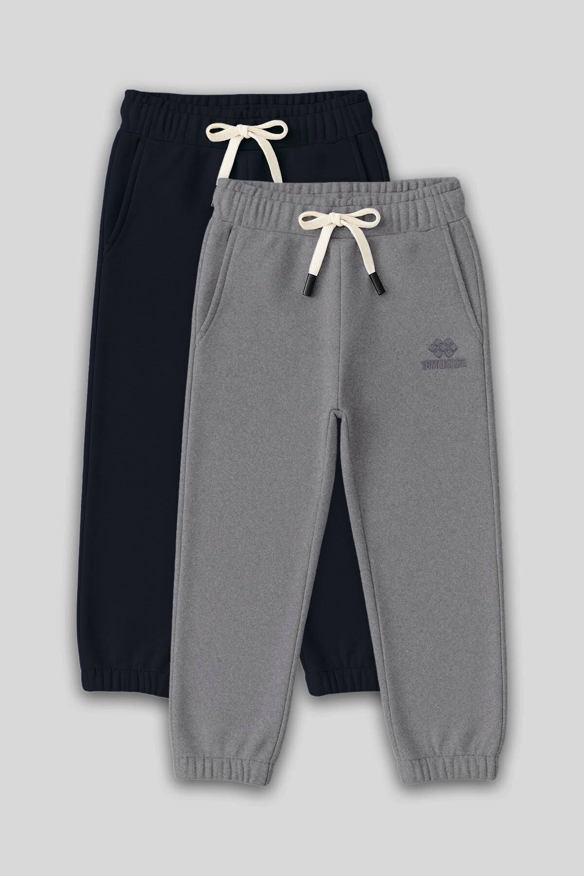 Image of Standart Fit Basic 2'li Paket Lacivert-Gri Melanj Erkek Çocuk Eşofman Alt - 11225