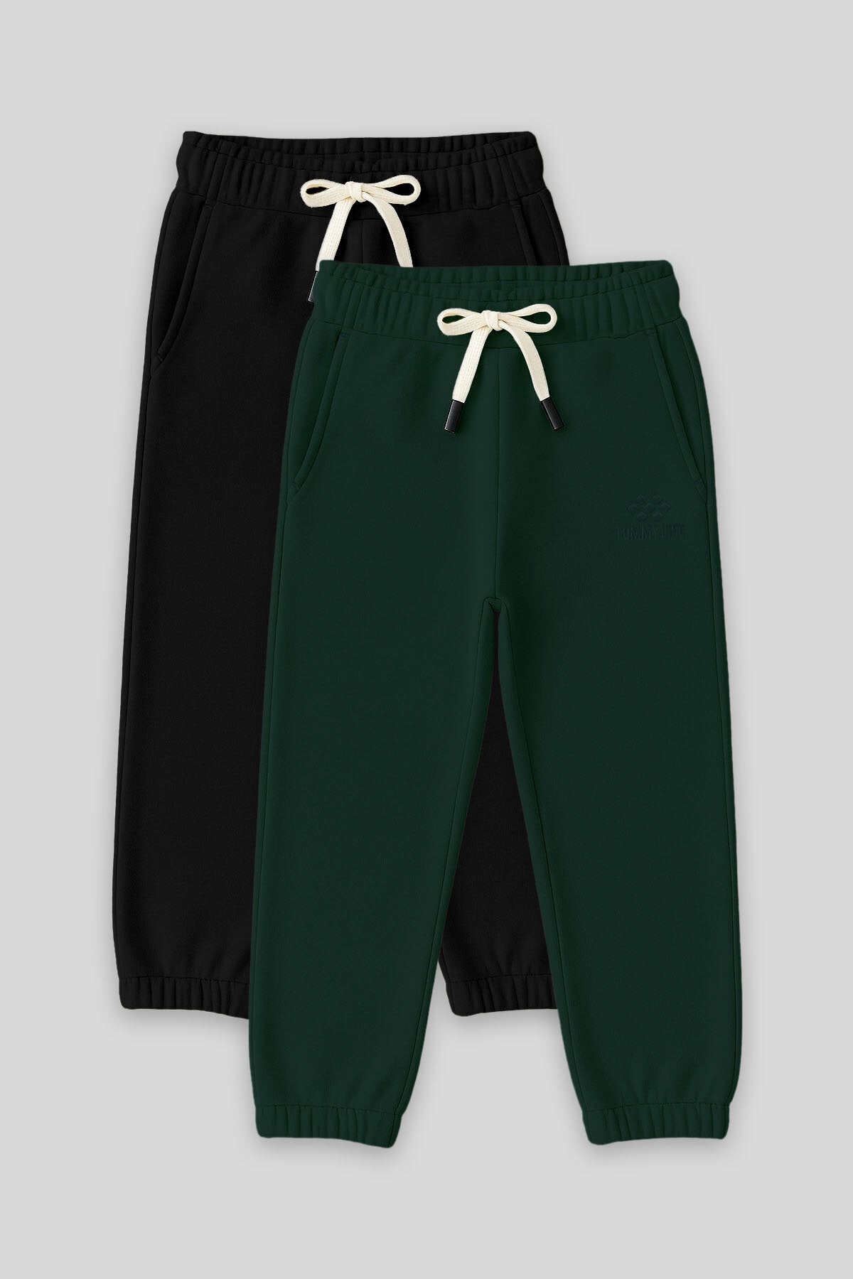 Image of Pantaloni de trening pentru băieți, model Standard Fit Basic, set de 2, negru-verde-pin - 11225