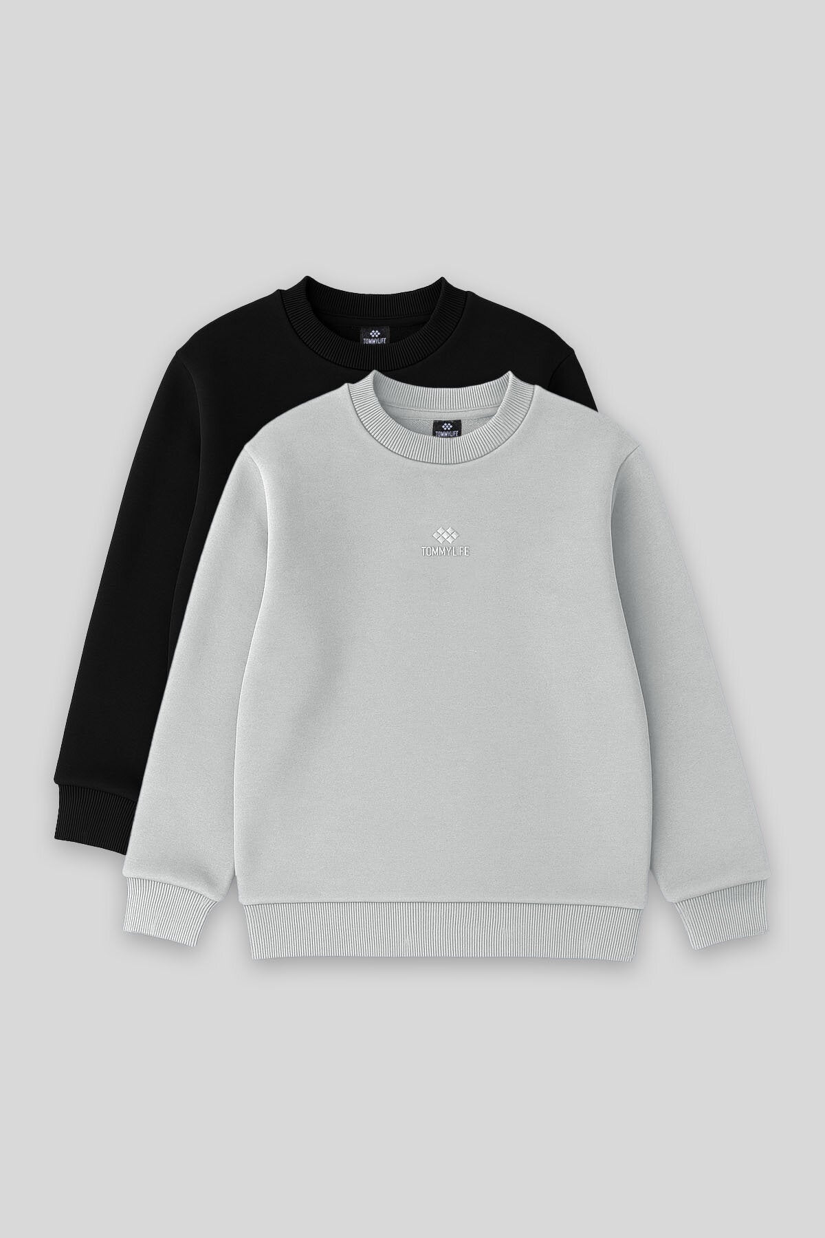 Image of Standart Fit 2'li Paket Siyah-Taş Erkek Çocuk Sweatshirt - 11232