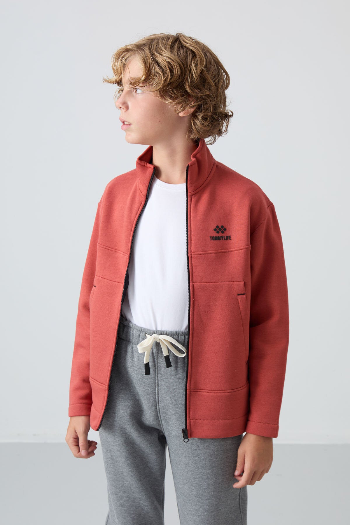 Image of Standart Fit 2'li Paket Bej-Kiremit Erkek Çocuk Sweatshirt - 11245