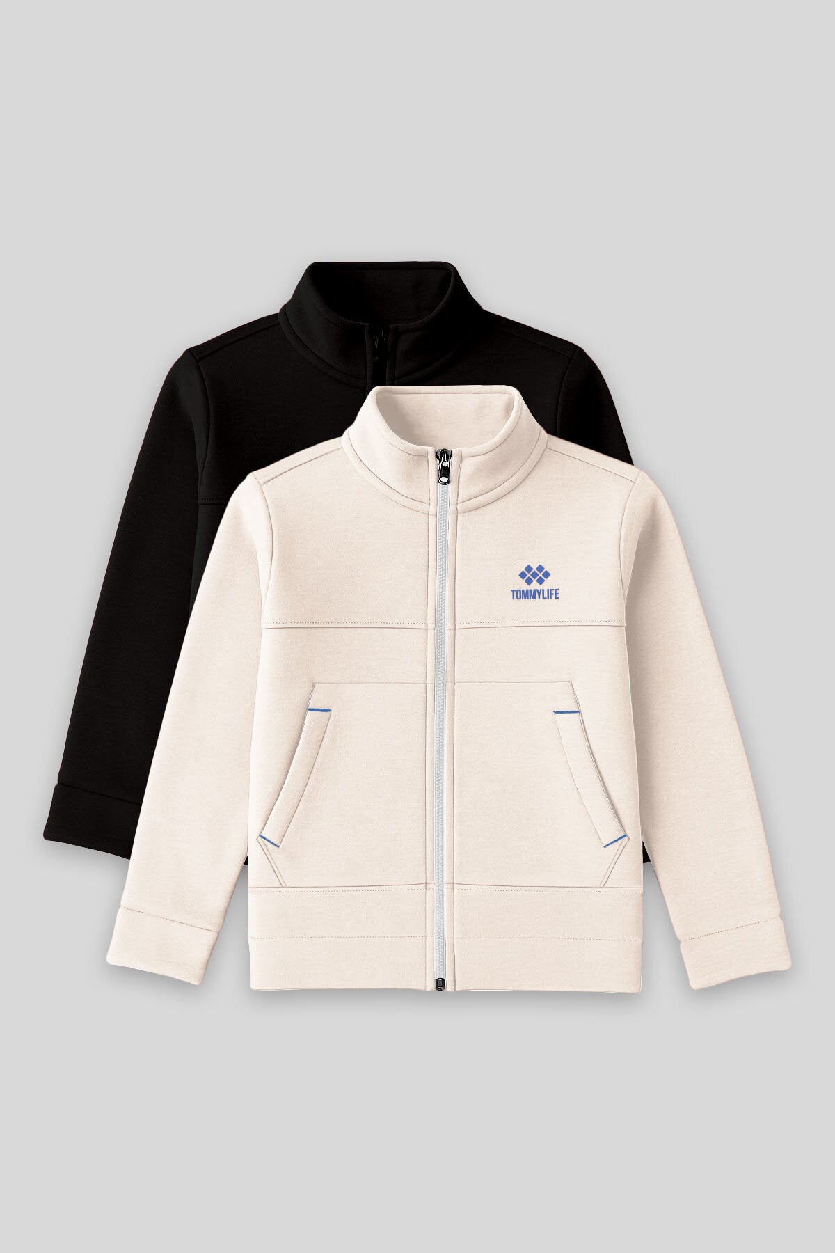 Image of Standart Fit 2'li Paket Siyah-Bej Erkek Çocuk Sweatshirt - 11245