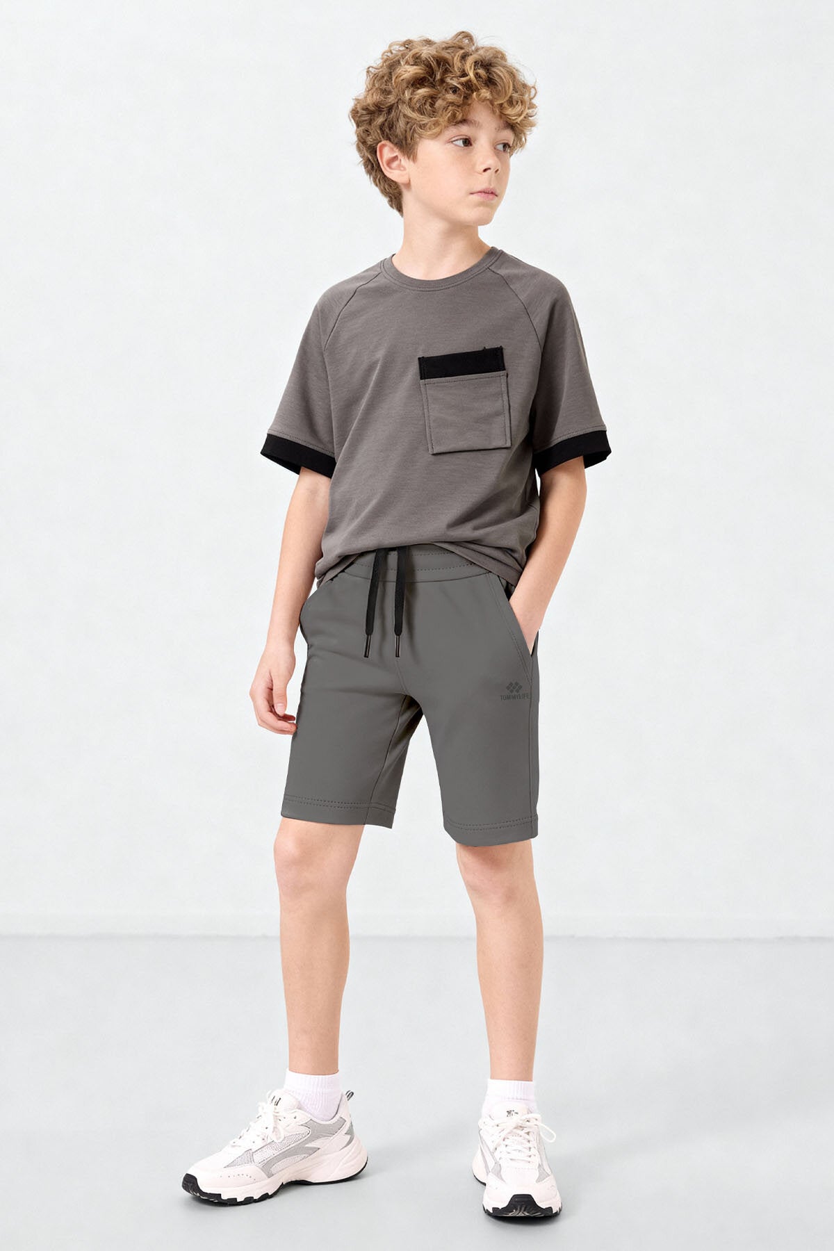 Image of Standard Fit Basic Performance 3-Pack Black-Dark Grey-Stone Boys' Shorts - 11303