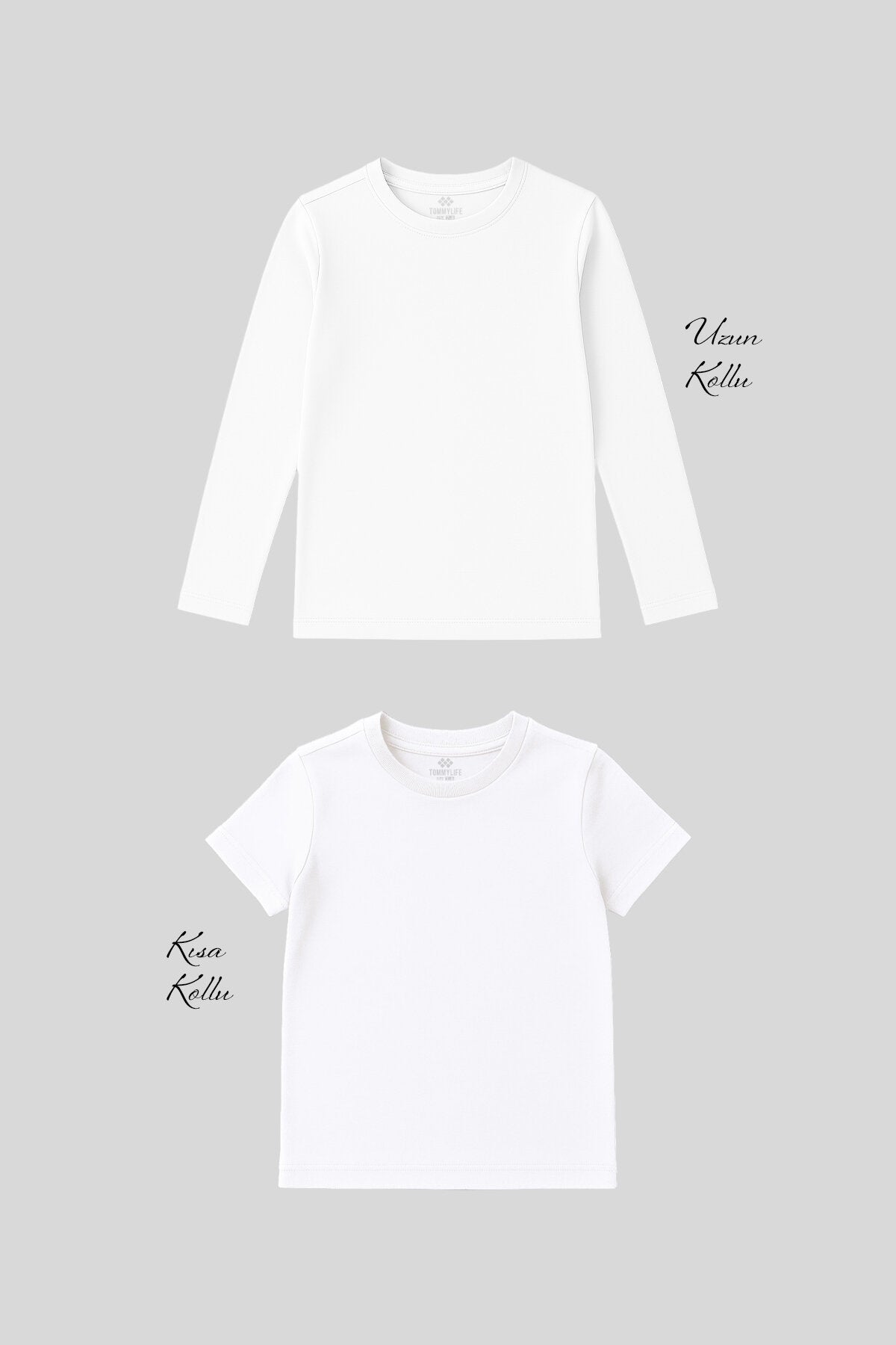 Image of Standart Fit Basic O Yaka 2'li Paket Beyaz Unisex Çocuk T-Shirt