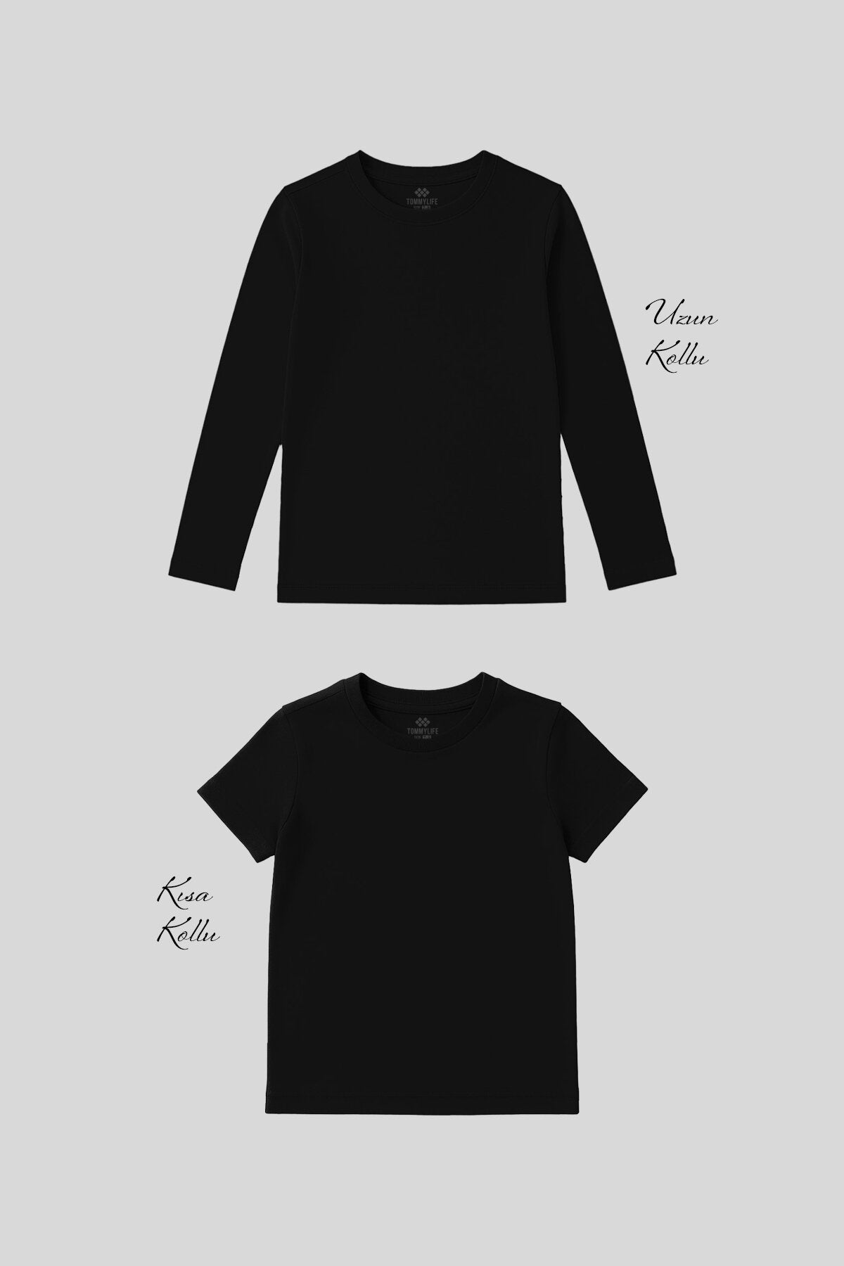 Image of Standart Fit Basic O Yaka 2'li Paket Siyah Unisex Çocuk T-Shirt