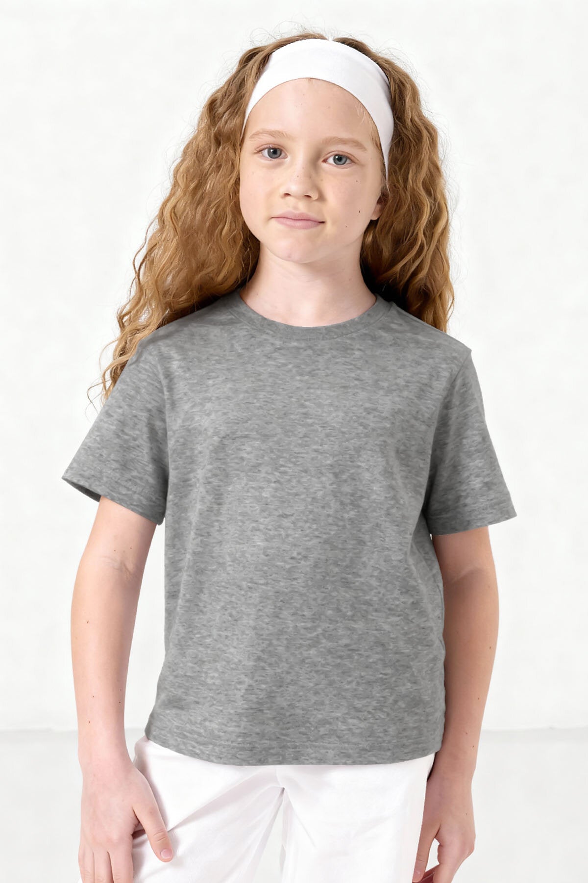 Image of Standart Fit Basic O Yaka 3'lü Paket Gri Melanj-Antrasit-Beyaz Unisex Çocuk T-Shirt - 11328
