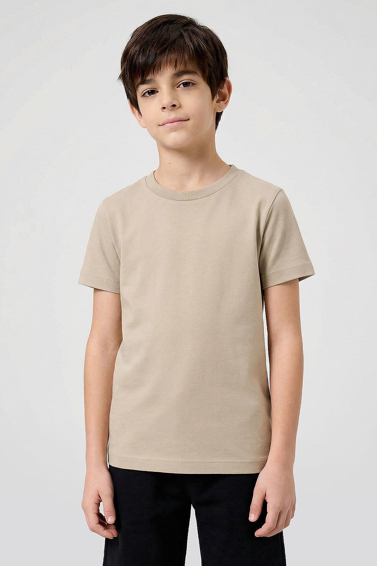 Image of Tricou unisex pentru copii, croială standard, guler rotund, set de 3, bleumarin-bej-albastru închis - 11328