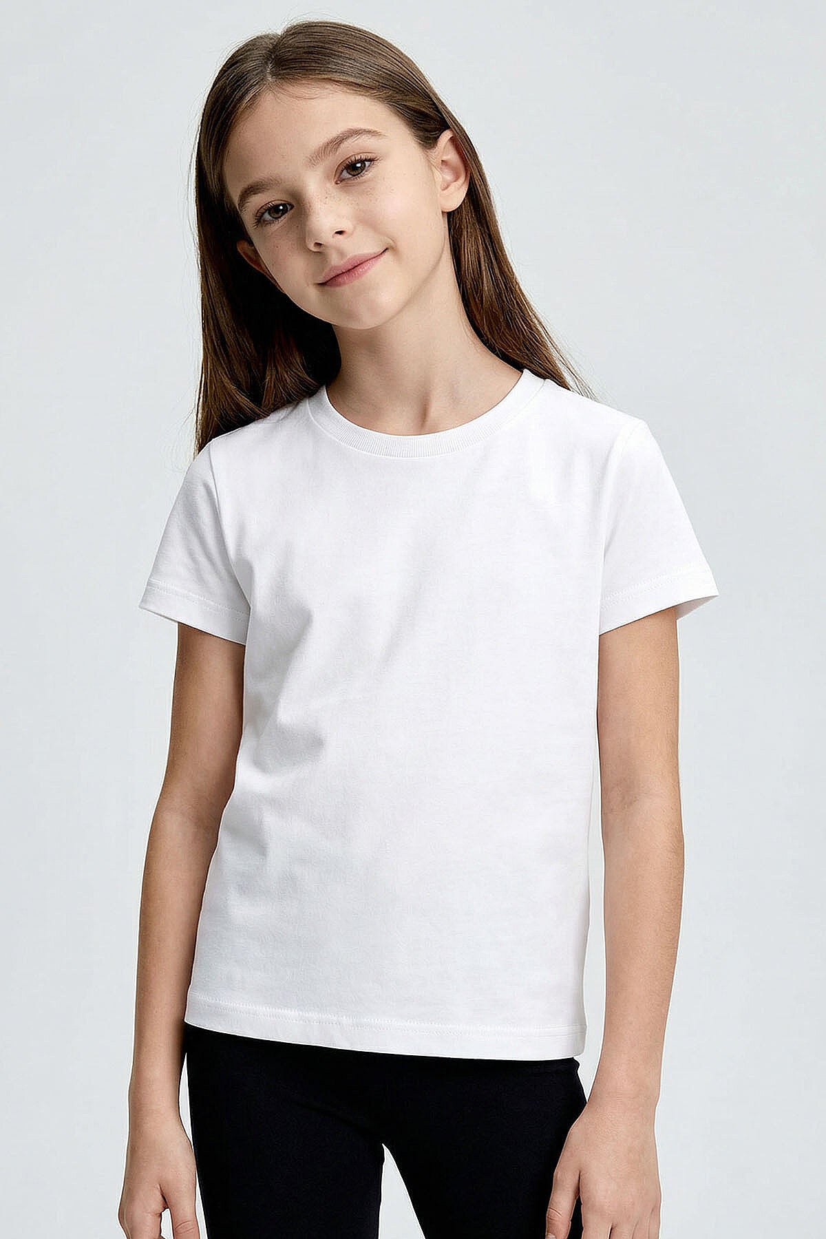 Image of Standart Fit Basic O Yaka 3'lü Paket Siyah-Beyaz-Bej Unisex Çocuk T-Shirt - 11328