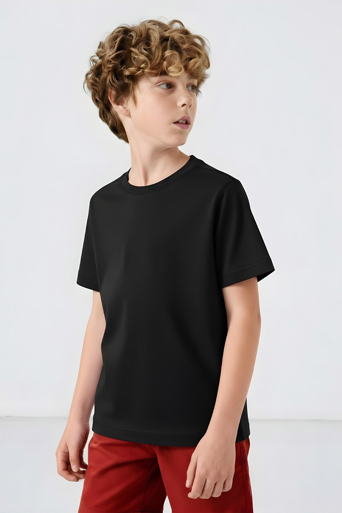 Image of Standart Fit Basic O Yaka 2'li Paket Siyah-Beyaz Unisex Çocuk T-Shirt - 11328