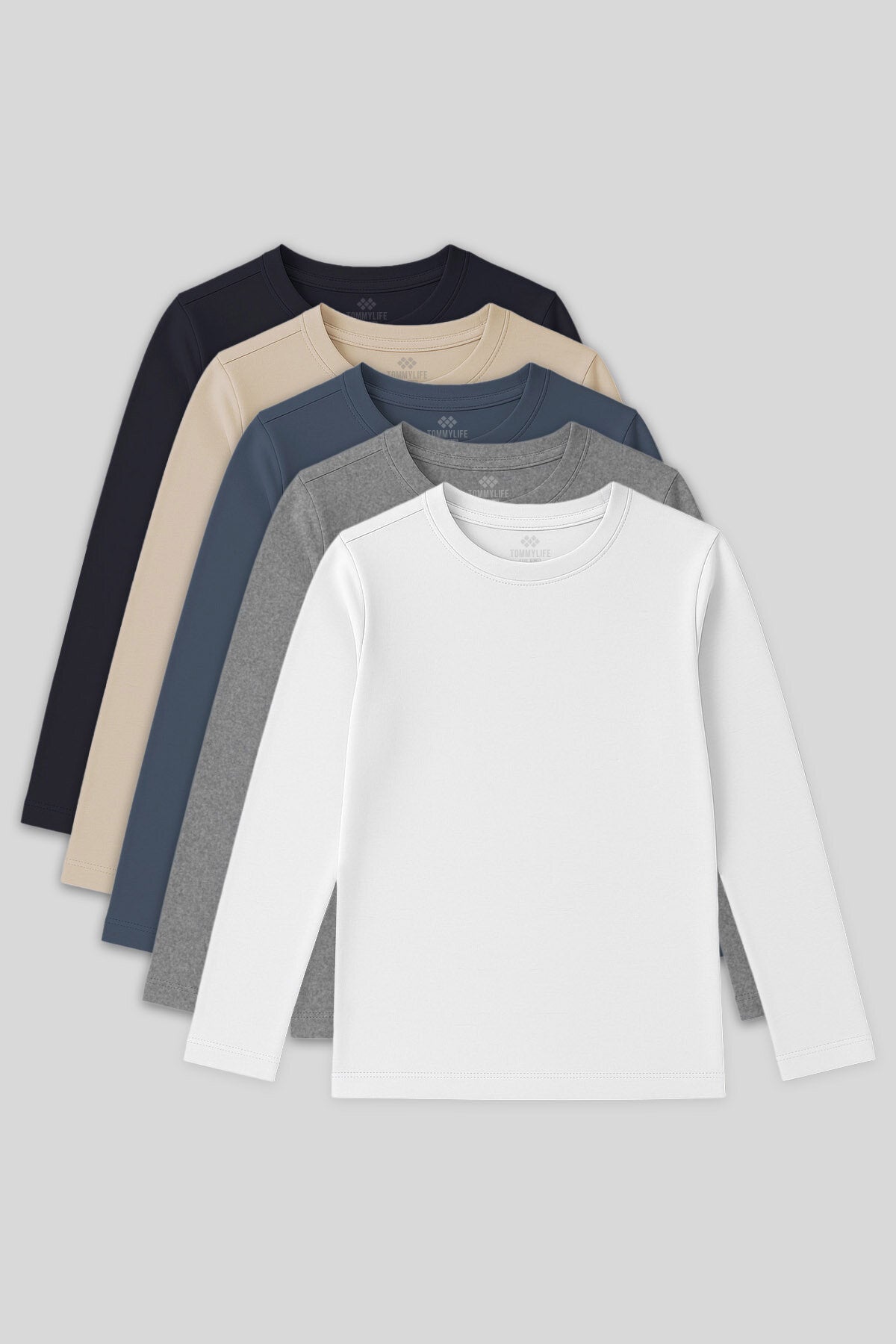 Image of Standart Fit Basic O Yaka 5'li Paket Unisex Çocuk T-Shirt - 11329