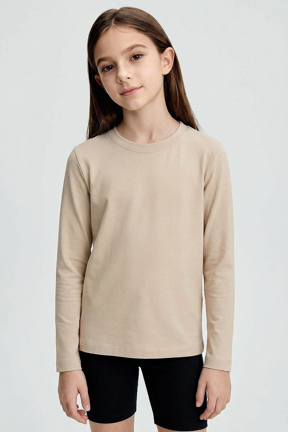 Image of Standart Fit Basic O Yaka 3'lü Paket Lacivert-Bej-Koyu Mavi Unisex Çocuk T-Shirt - 11329