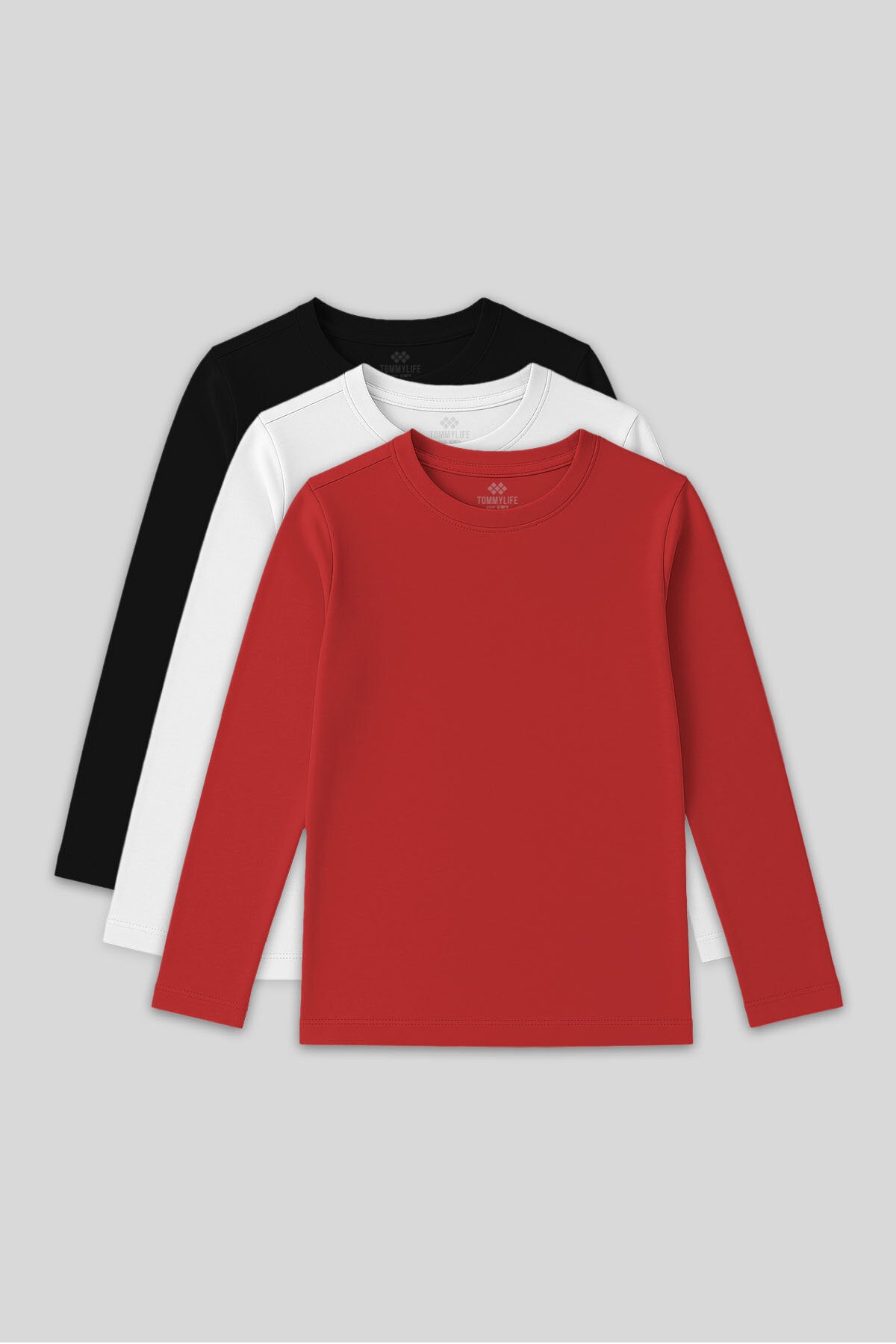 Image of Standart Fit Basic O Yaka 3'lü Paket Siyah-Beyaz-Fiesta Unisex Çocuk T-Shirt - 11329