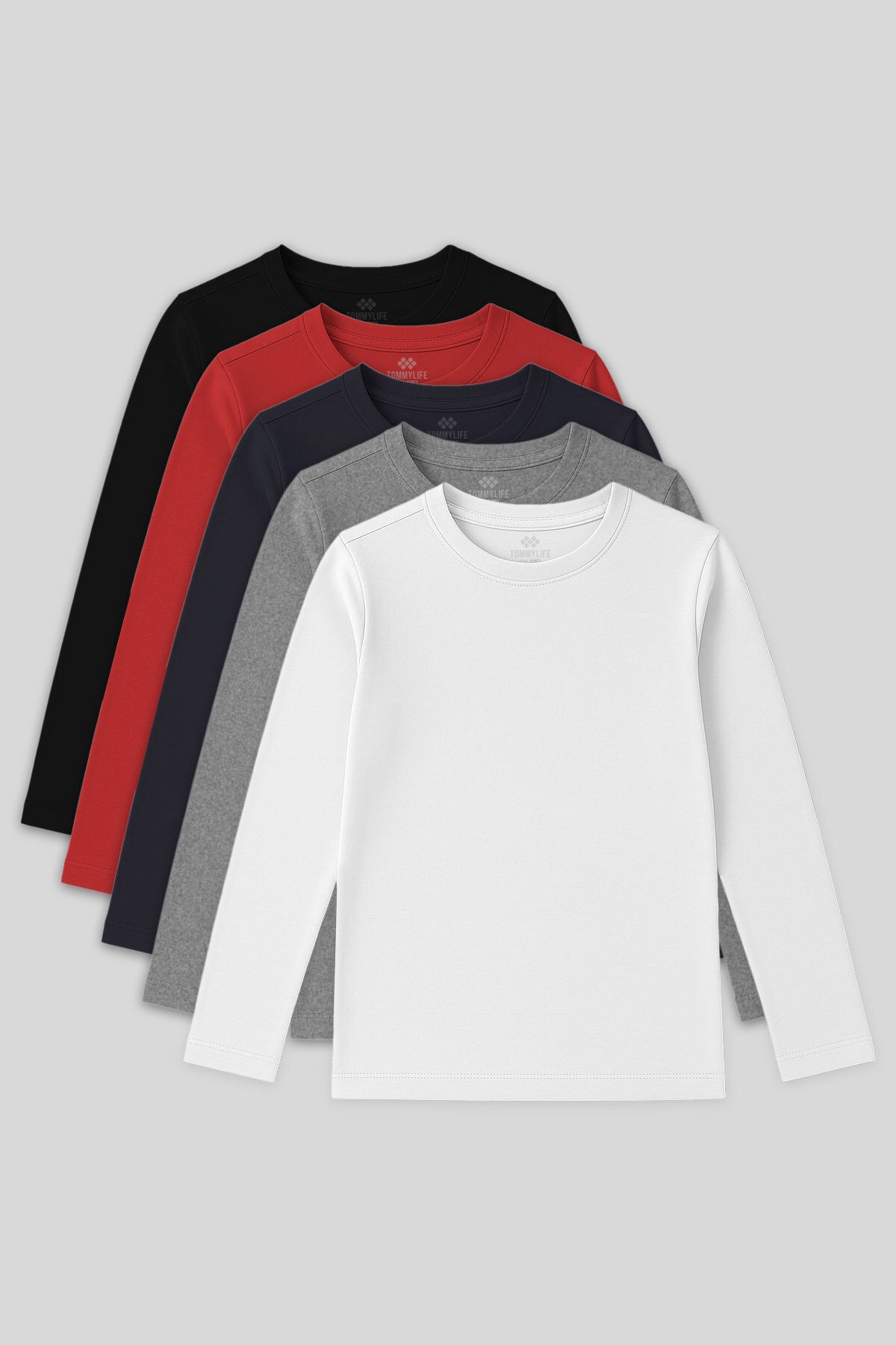 Image of Standart Fit Basic O Yaka 5'li Paket Unisex Çocuk T-Shirt - 11329