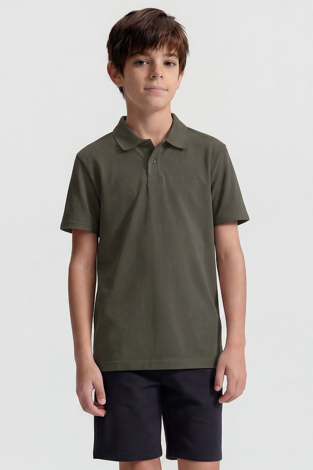 Image of Standart Fit Basic Polo Yaka 3'lü Paket Lacivert-Koyu Gri-Fiesta Unisex Çocuk T-Shirt - 11330