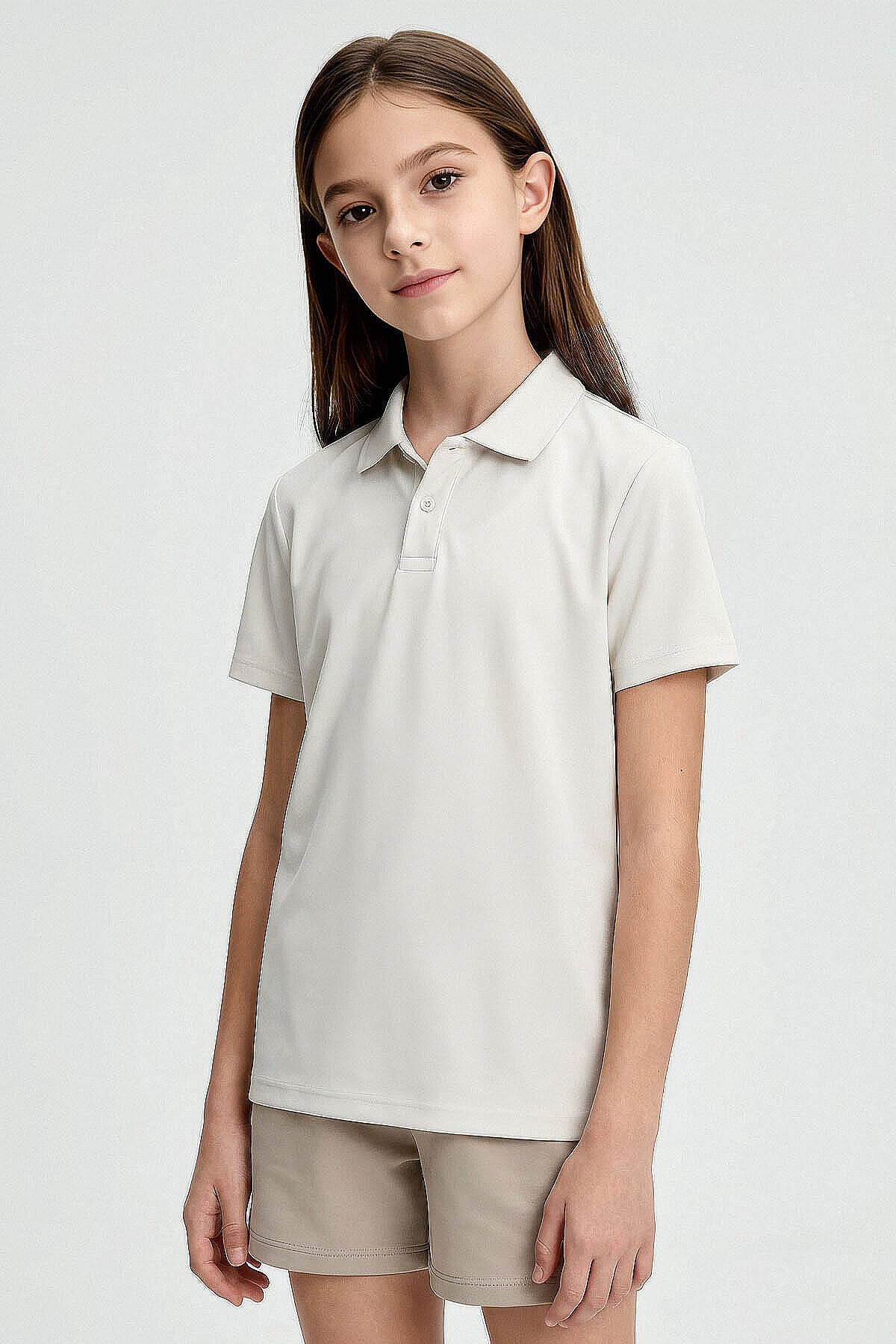 Image of Standart Fit Basic Polo Yaka 2'li Paket Siyah-Ekru Unisex Çocuk T-Shirt - 11330